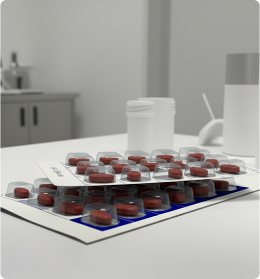 Red Tablets in Blister Pack